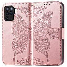 Leather Case Stands Butterfly Flip Cover Holder for Oppo A94 4G Pink