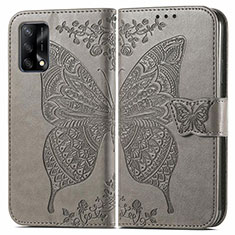 Leather Case Stands Butterfly Flip Cover Holder for Oppo A95 4G Gray