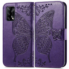 Leather Case Stands Butterfly Flip Cover Holder for Oppo A95 4G Purple