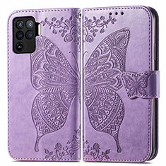 Leather Case Stands Butterfly Flip Cover Holder for Oppo F19 Pro Clove Purple