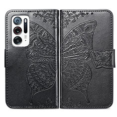 Leather Case Stands Butterfly Flip Cover Holder for Oppo Find N 5G Black