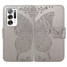 Leather Case Stands Butterfly Flip Cover Holder for Oppo Find N 5G Gray