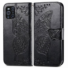 Leather Case Stands Butterfly Flip Cover Holder for Oppo Find X3 5G Black
