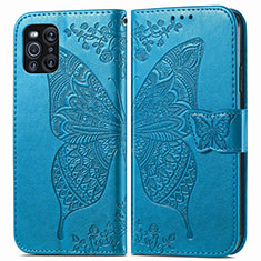 Leather Case Stands Butterfly Flip Cover Holder for Oppo Find X3 5G Blue