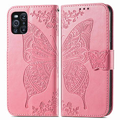 Leather Case Stands Butterfly Flip Cover Holder for Oppo Find X3 Pro 5G Hot Pink