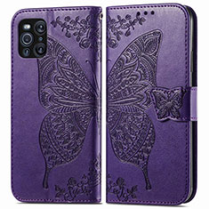 Leather Case Stands Butterfly Flip Cover Holder for Oppo Find X3 Pro 5G Purple