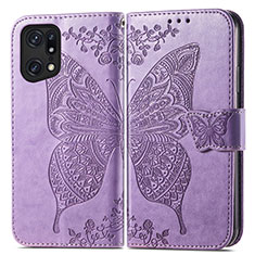 Leather Case Stands Butterfly Flip Cover Holder for Oppo Find X5 Pro 5G Clove Purple