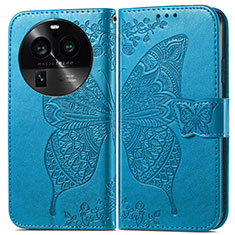 Leather Case Stands Butterfly Flip Cover Holder for Oppo Find X6 5G Blue