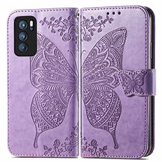 Leather Case Stands Butterfly Flip Cover Holder for Oppo Reno6 Pro 5G India Clove Purple