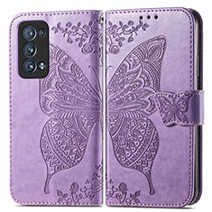 Leather Case Stands Butterfly Flip Cover Holder for Oppo Reno6 Pro+ Plus 5G Clove Purple