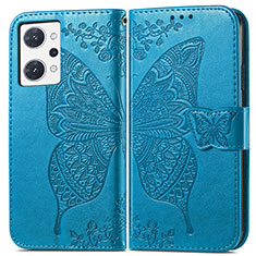 Leather Case Stands Butterfly Flip Cover Holder for Oppo Reno7 A Blue