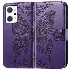 Leather Case Stands Butterfly Flip Cover Holder for Oppo Reno7 A Purple