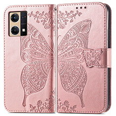 Leather Case Stands Butterfly Flip Cover Holder for Oppo Reno8 4G Pink