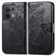 Leather Case Stands Butterfly Flip Cover Holder for Oppo Reno8 5G Black