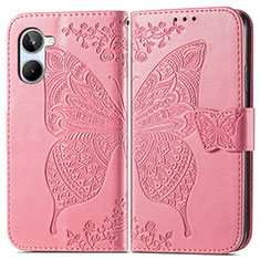 Leather Case Stands Butterfly Flip Cover Holder for Realme 10 4G Hot Pink