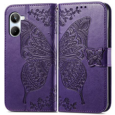 Leather Case Stands Butterfly Flip Cover Holder for Realme 10 4G Purple