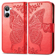 Leather Case Stands Butterfly Flip Cover Holder for Realme 10 4G Red