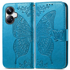 Leather Case Stands Butterfly Flip Cover Holder for Realme 10 Pro+ Plus 5G Blue