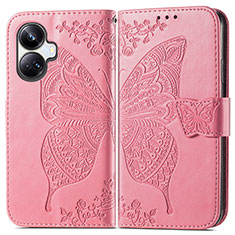 Leather Case Stands Butterfly Flip Cover Holder for Realme 10 Pro+ Plus 5G Hot Pink