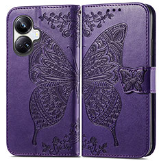 Leather Case Stands Butterfly Flip Cover Holder for Realme 10 Pro+ Plus 5G Purple