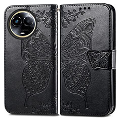 Leather Case Stands Butterfly Flip Cover Holder for Realme 11 5G Black