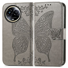 Leather Case Stands Butterfly Flip Cover Holder for Realme 11 5G Gray