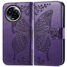 Leather Case Stands Butterfly Flip Cover Holder for Realme 11 5G Purple