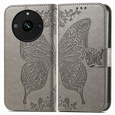 Leather Case Stands Butterfly Flip Cover Holder for Realme 11 Pro+ Plus 5G Gray