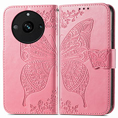Leather Case Stands Butterfly Flip Cover Holder for Realme 11 Pro+ Plus 5G Hot Pink