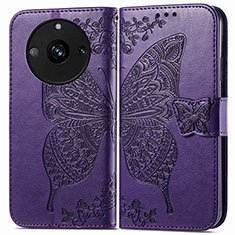 Leather Case Stands Butterfly Flip Cover Holder for Realme 11 Pro+ Plus 5G Purple