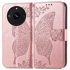 Leather Case Stands Butterfly Flip Cover Holder for Realme 11 Pro+ Plus 5G Rose Gold