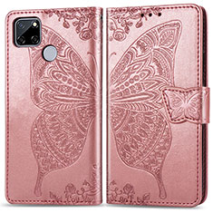 Leather Case Stands Butterfly Flip Cover Holder for Realme 7i RMX2193 Rose Gold