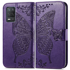 Leather Case Stands Butterfly Flip Cover Holder for Realme 8s 5G Purple