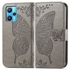 Leather Case Stands Butterfly Flip Cover Holder for Realme 9 5G Gray