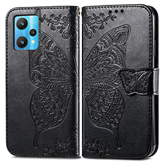 Leather Case Stands Butterfly Flip Cover Holder for Realme 9 Pro 5G Black