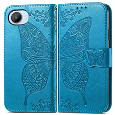 Leather Case Stands Butterfly Flip Cover Holder for Realme C30 Blue