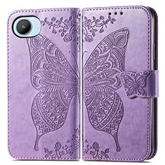 Leather Case Stands Butterfly Flip Cover Holder for Realme C30 Clove Purple