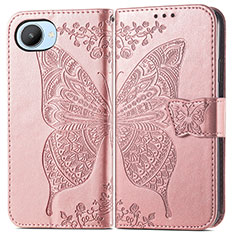 Leather Case Stands Butterfly Flip Cover Holder for Realme C30 Rose Gold