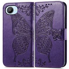 Leather Case Stands Butterfly Flip Cover Holder for Realme C30s Purple