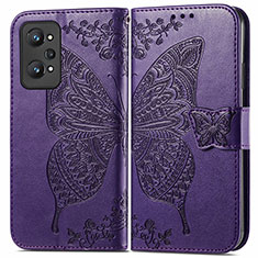 Leather Case Stands Butterfly Flip Cover Holder for Realme GT Neo 3T 5G Purple