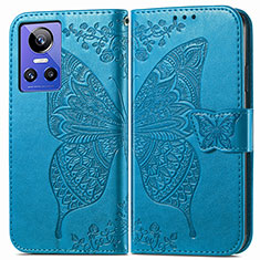 Leather Case Stands Butterfly Flip Cover Holder for Realme GT Neo3 5G Blue