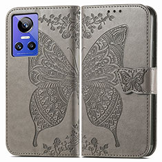 Leather Case Stands Butterfly Flip Cover Holder for Realme GT Neo3 5G Gray