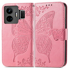 Leather Case Stands Butterfly Flip Cover Holder for Realme GT Neo5 5G Hot Pink