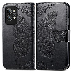 Leather Case Stands Butterfly Flip Cover Holder for Realme GT2 Pro 5G Black