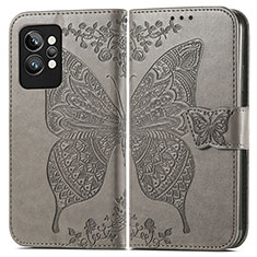 Leather Case Stands Butterfly Flip Cover Holder for Realme GT2 Pro 5G Gray