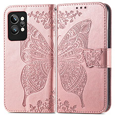 Leather Case Stands Butterfly Flip Cover Holder for Realme GT2 Pro 5G Rose Gold