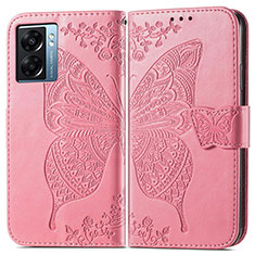 Leather Case Stands Butterfly Flip Cover Holder for Realme Narzo 50 5G Hot Pink