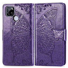 Leather Case Stands Butterfly Flip Cover Holder for Realme Q2i 5G Purple