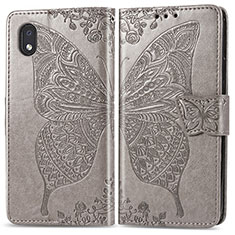 Leather Case Stands Butterfly Flip Cover Holder for Samsung Galaxy A01 Core Gray