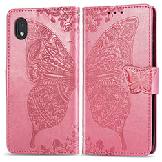 Leather Case Stands Butterfly Flip Cover Holder for Samsung Galaxy A01 Core Hot Pink